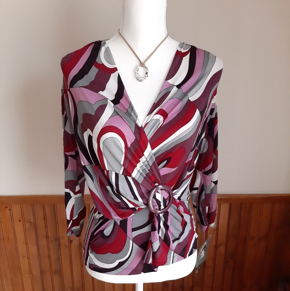 NWT Caribe Multicolor Blouse size Petite Medium